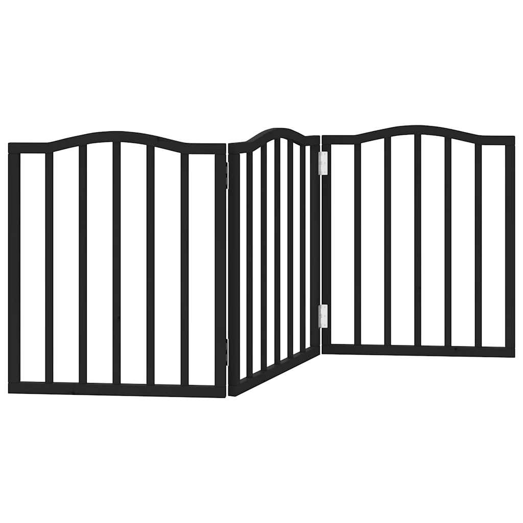 Dog Gate Foldable 3 Panels Black 150 cm Poplar Wood