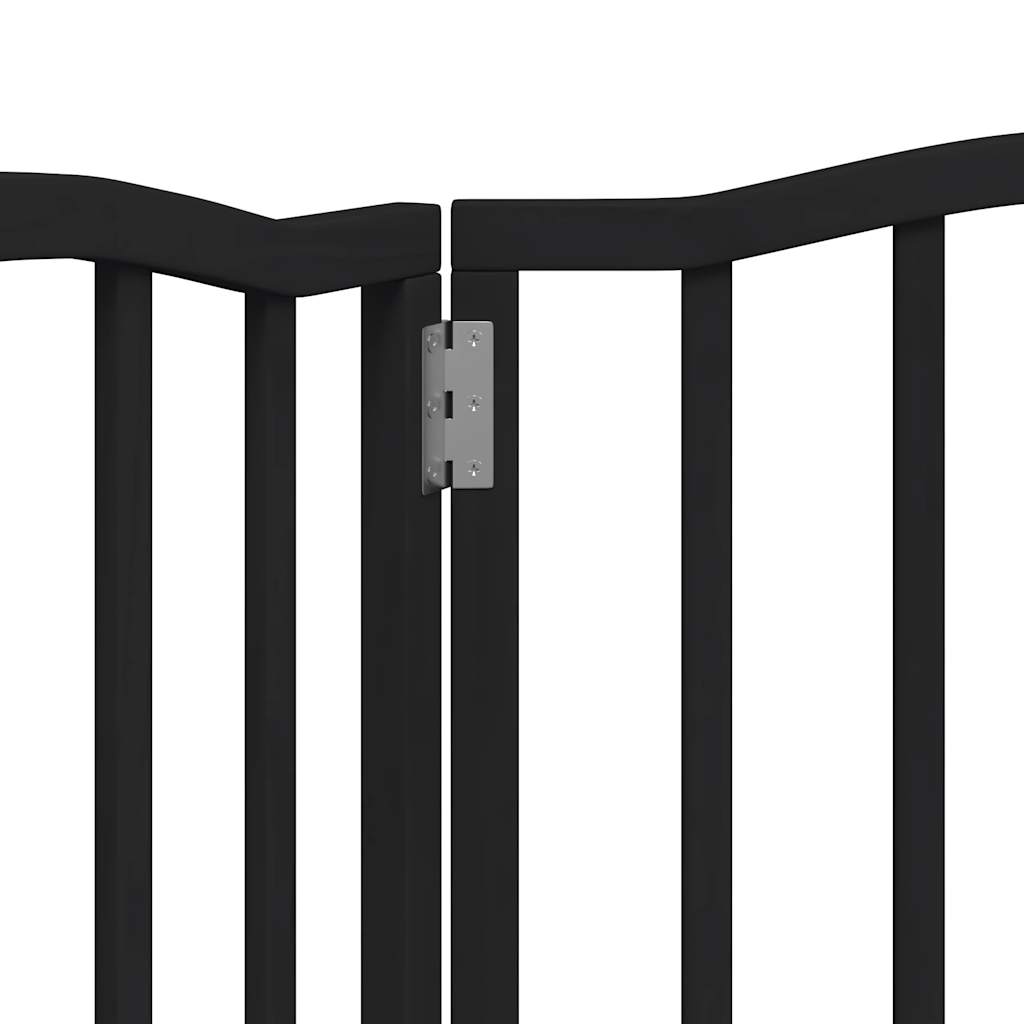 Dog Gate Foldable 3 Panels Black 150 cm Poplar Wood