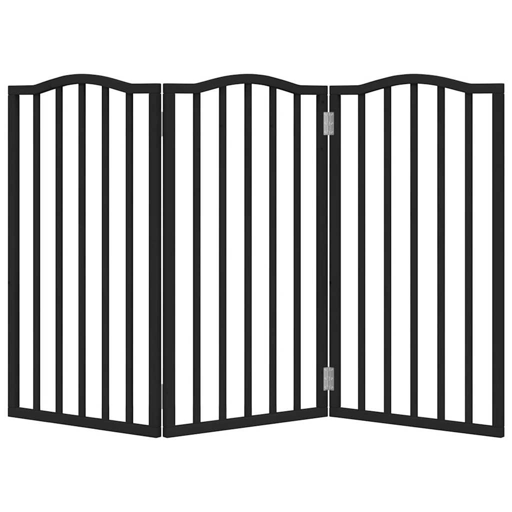 Dog Gate Foldable 3 Panels Black 150 cm Poplar Wood