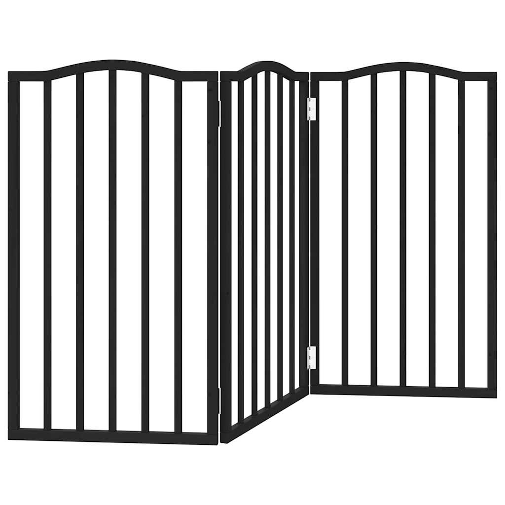 Dog Gate Foldable 3 Panels Black 150 cm Poplar Wood