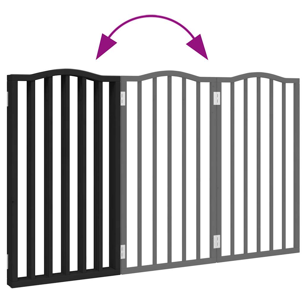 Dog Gate Foldable 3 Panels Black 150 cm Poplar Wood