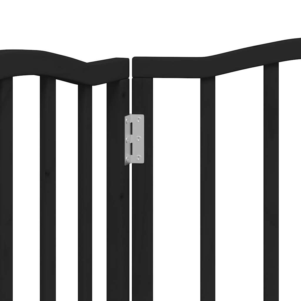Dog Gate Foldable 3 Panels Black 150 cm Poplar Wood