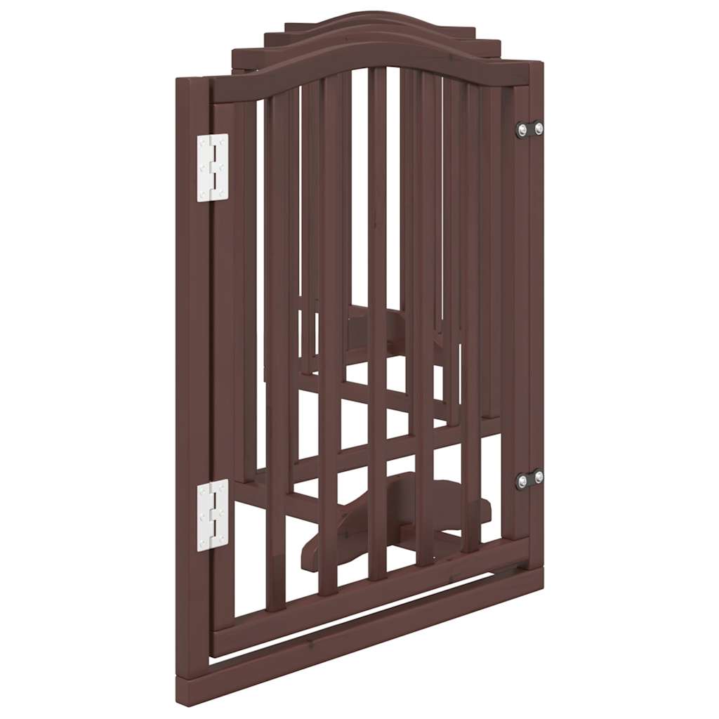 Dog Gate with Door Foldable 6 Panels Brown Oak 300 cm Poplar Wood