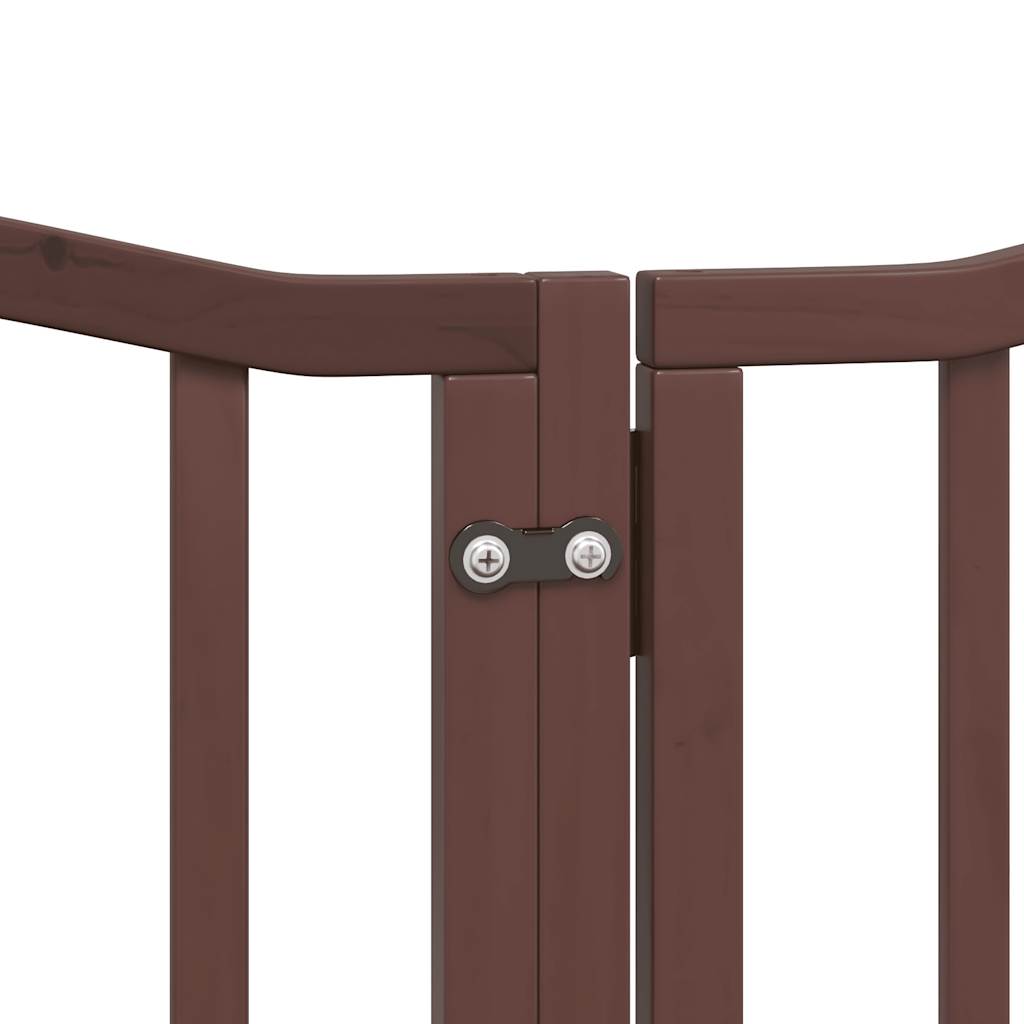 Dog Gate with Door Foldable 6 Panels Brown Oak 300 cm Poplar Wood