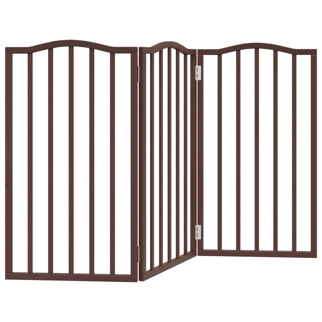 Dog Gate Foldable 3 Panels Brown Oak 150 cm Poplar Wood