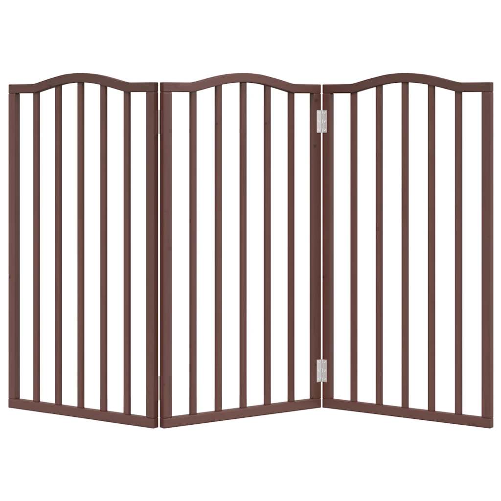 Dog Gate Foldable 3 Panels Brown Oak 150 cm Poplar Wood