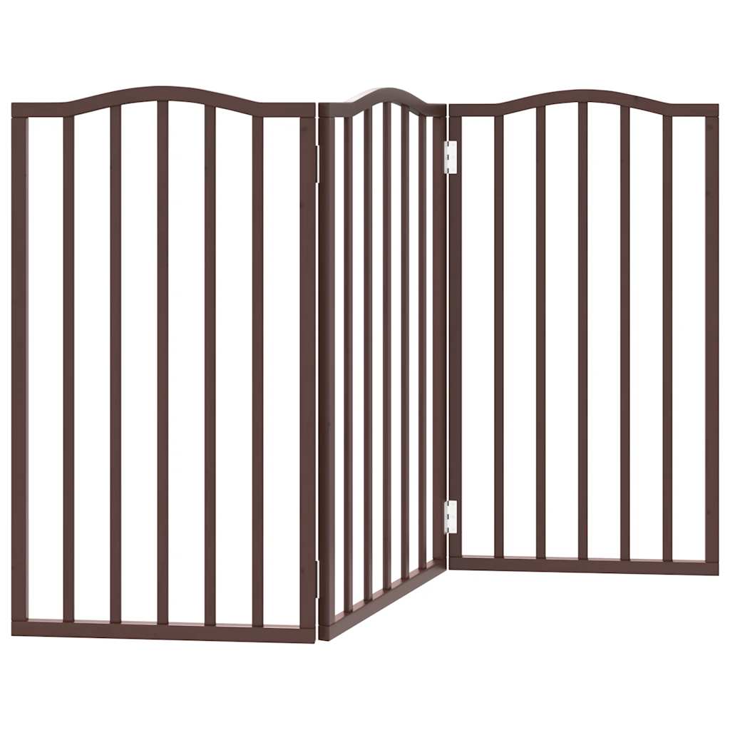 Dog Gate Foldable 3 Panels Brown Oak 150 cm Poplar Wood