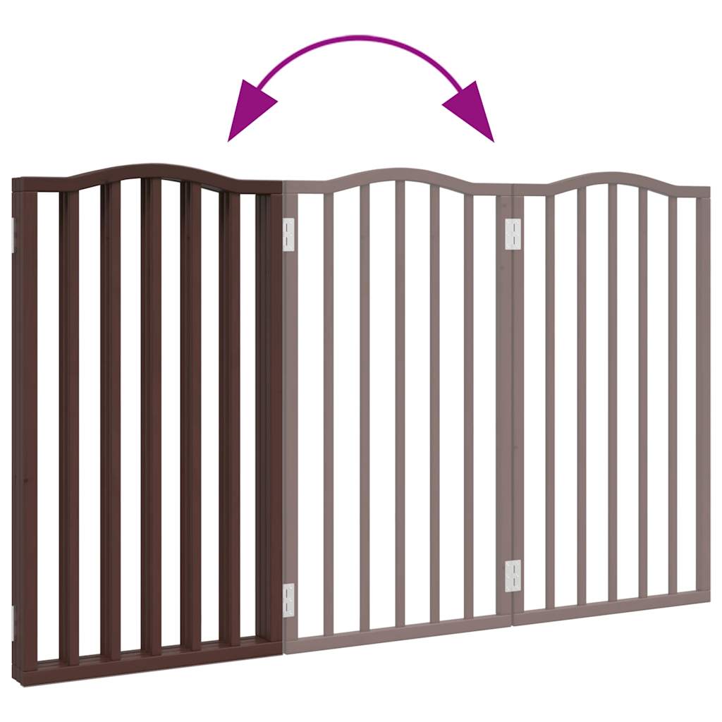 Dog Gate Foldable 3 Panels Brown Oak 150 cm Poplar Wood