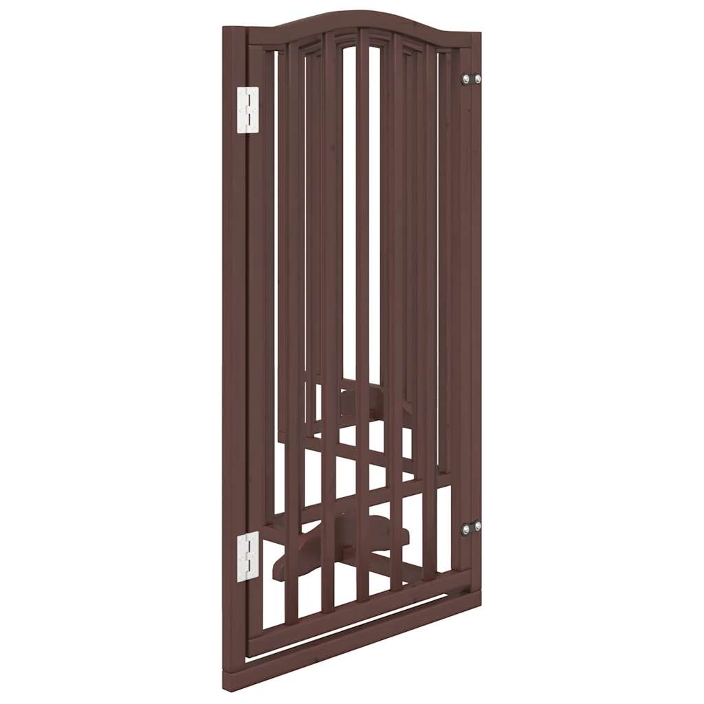 Dog Gate with Door Foldable 6 Panels Brown Oak 300 cm Poplar Wood