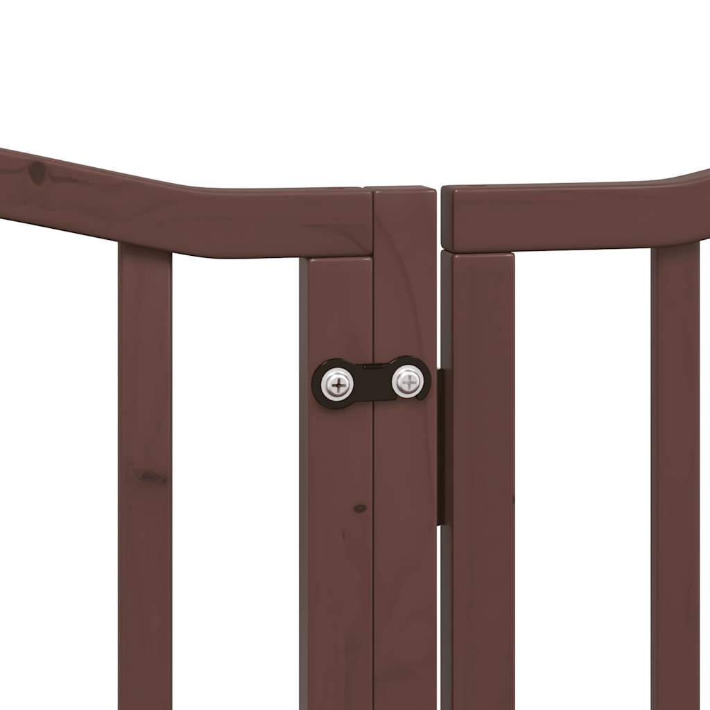 Dog Gate with Door Foldable 6 Panels Brown Oak 300 cm Poplar Wood