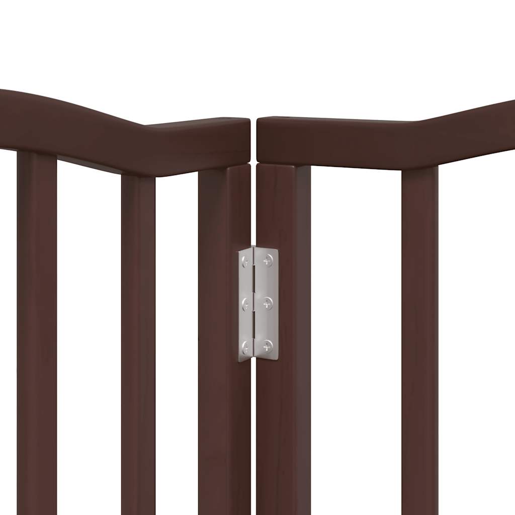 Dog Gate with Door Foldable 6 Panels Brown Oak 300 cm Poplar Wood