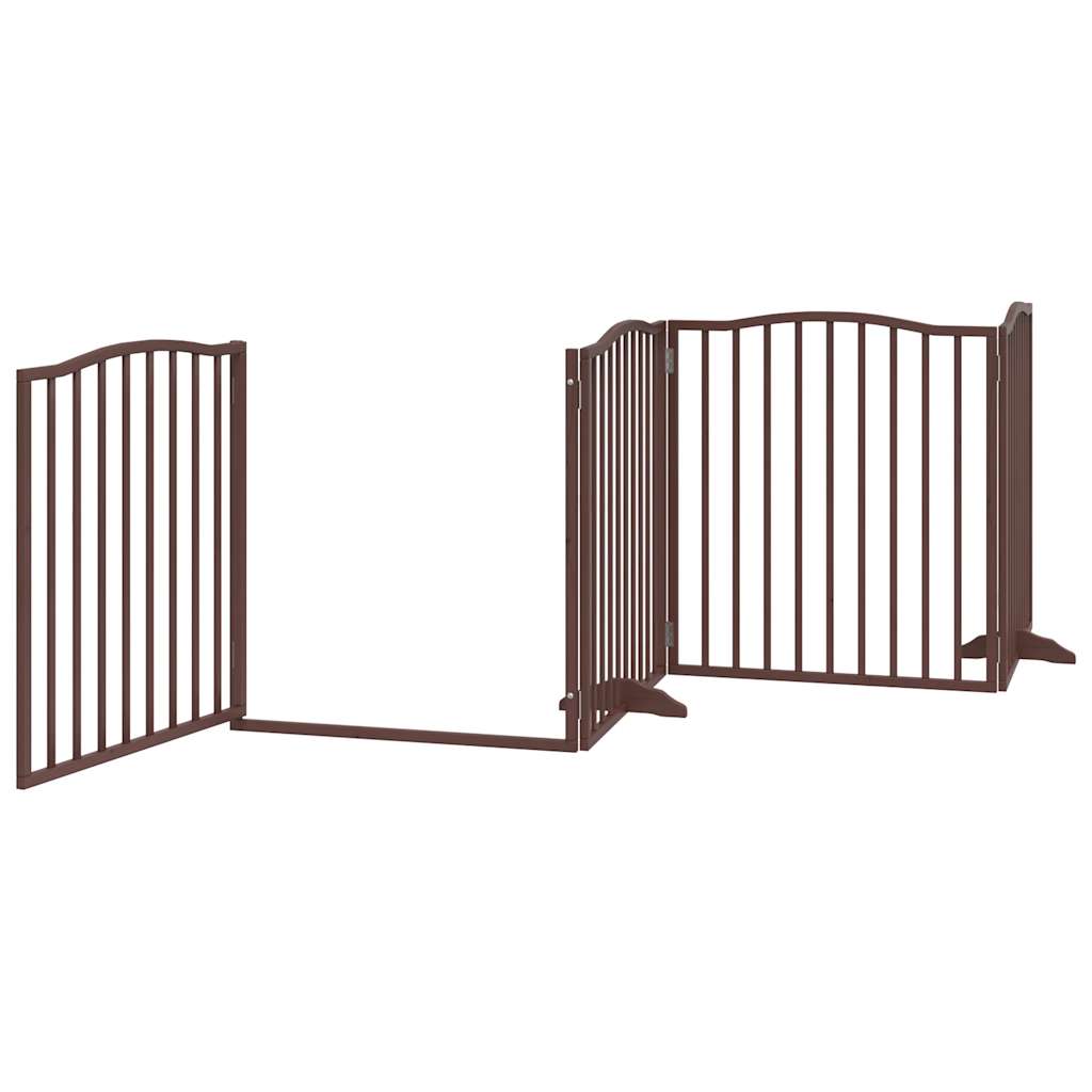 Dog Gate with Door Foldable 4 Panels Brown Oak 320 cm Poplar Wood