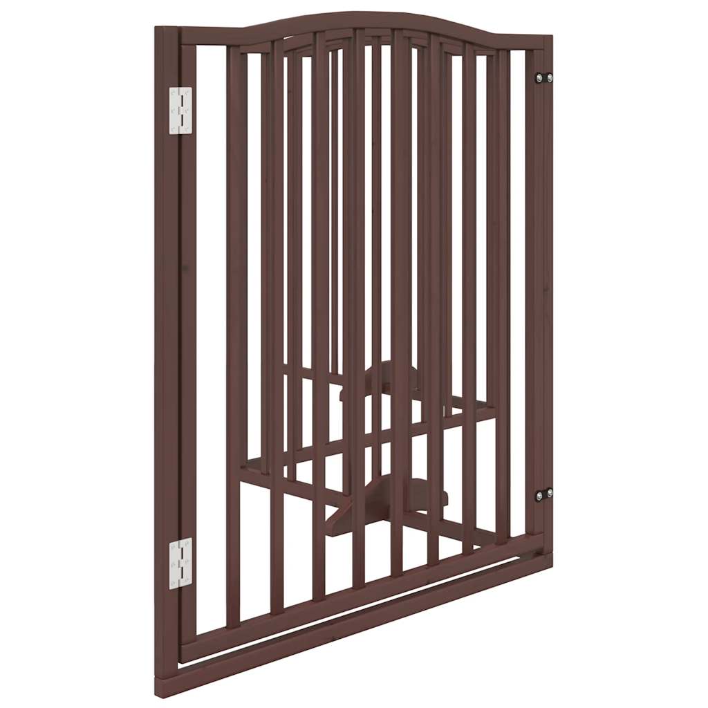 Dog Gate with Door Foldable 4 Panels Brown Oak 320 cm Poplar Wood
