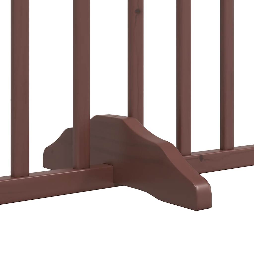 Dog Gate with Door Foldable 4 Panels Brown Oak 320 cm Poplar Wood