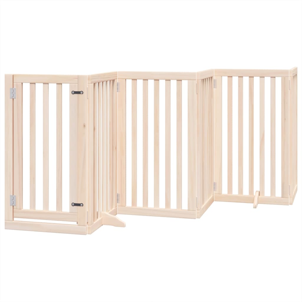 Dog Gate with Door Foldable 6 Panels 300 cm Poplar Wood