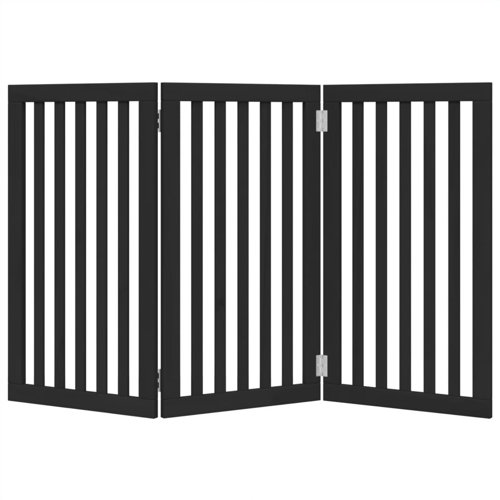 Dog Gate Foldable 3 Panels Black 150 cm Poplar Wood