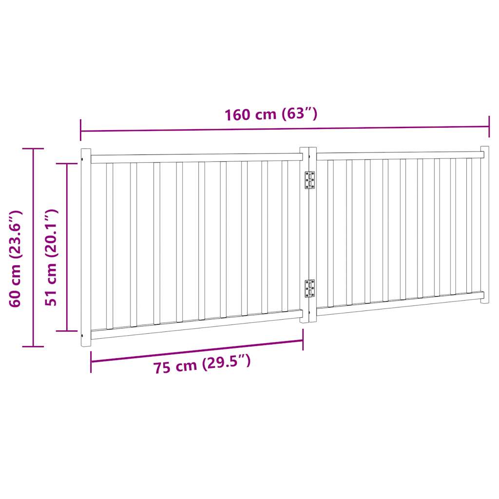Dog Gate Foldable 2 Panels 160 cm Solid Wood Fir