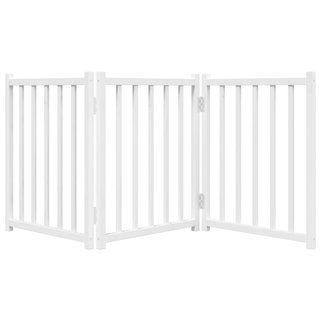 Dog Gate Foldable 3 Panels White 150 cm Solid Wood Fir