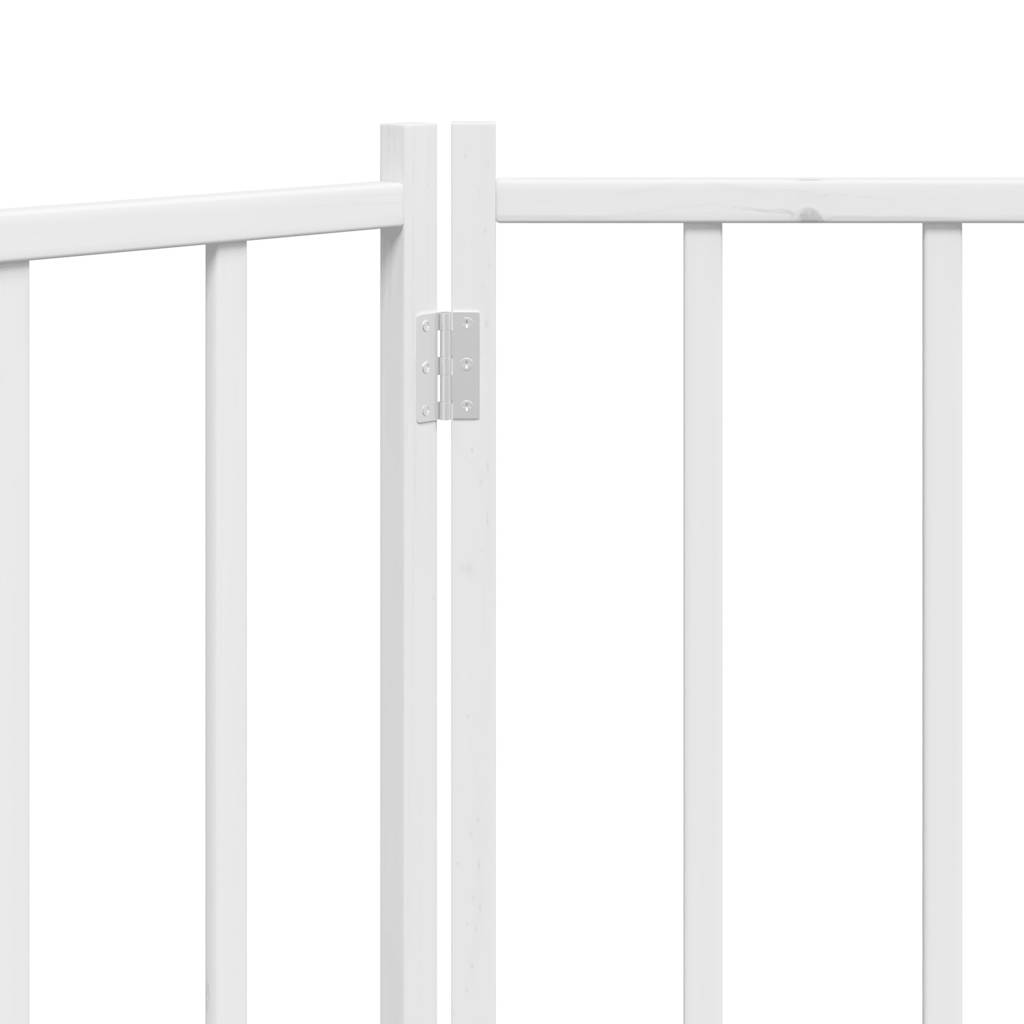 Dog Gate Foldable 3 Panels White 150 cm Solid Wood Fir