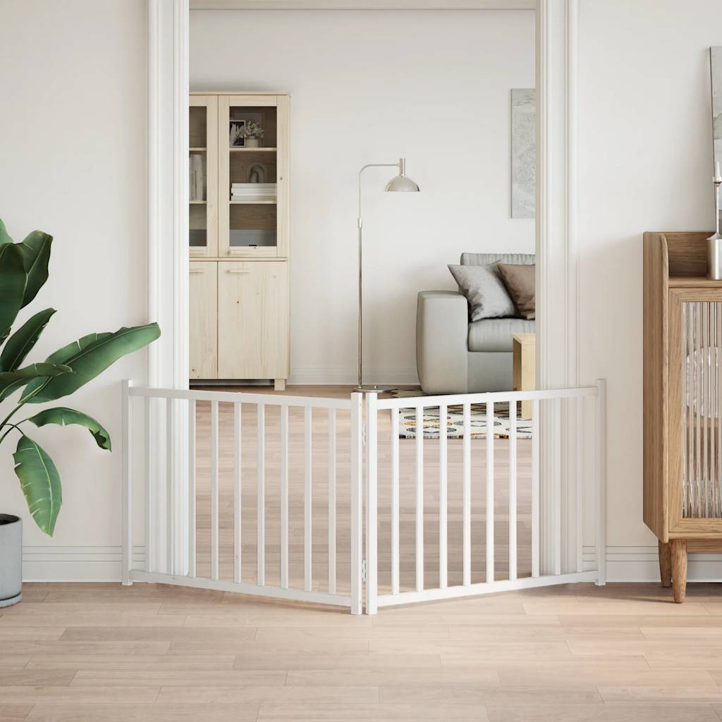 Dog Gate Foldable 2 Panels White 160 cm Solid Wood Fir
