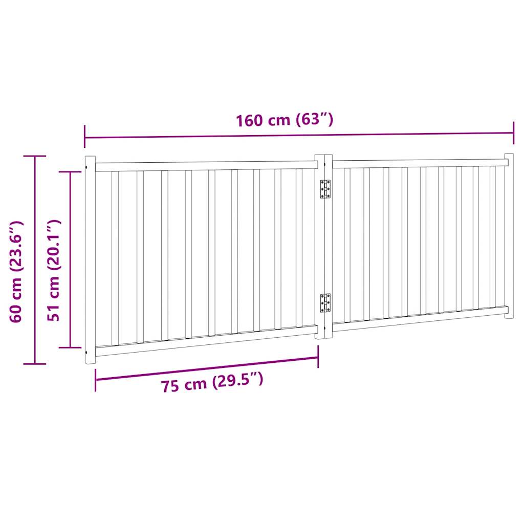 Dog Gate Foldable 2 Panels White 160 cm Solid Wood Fir