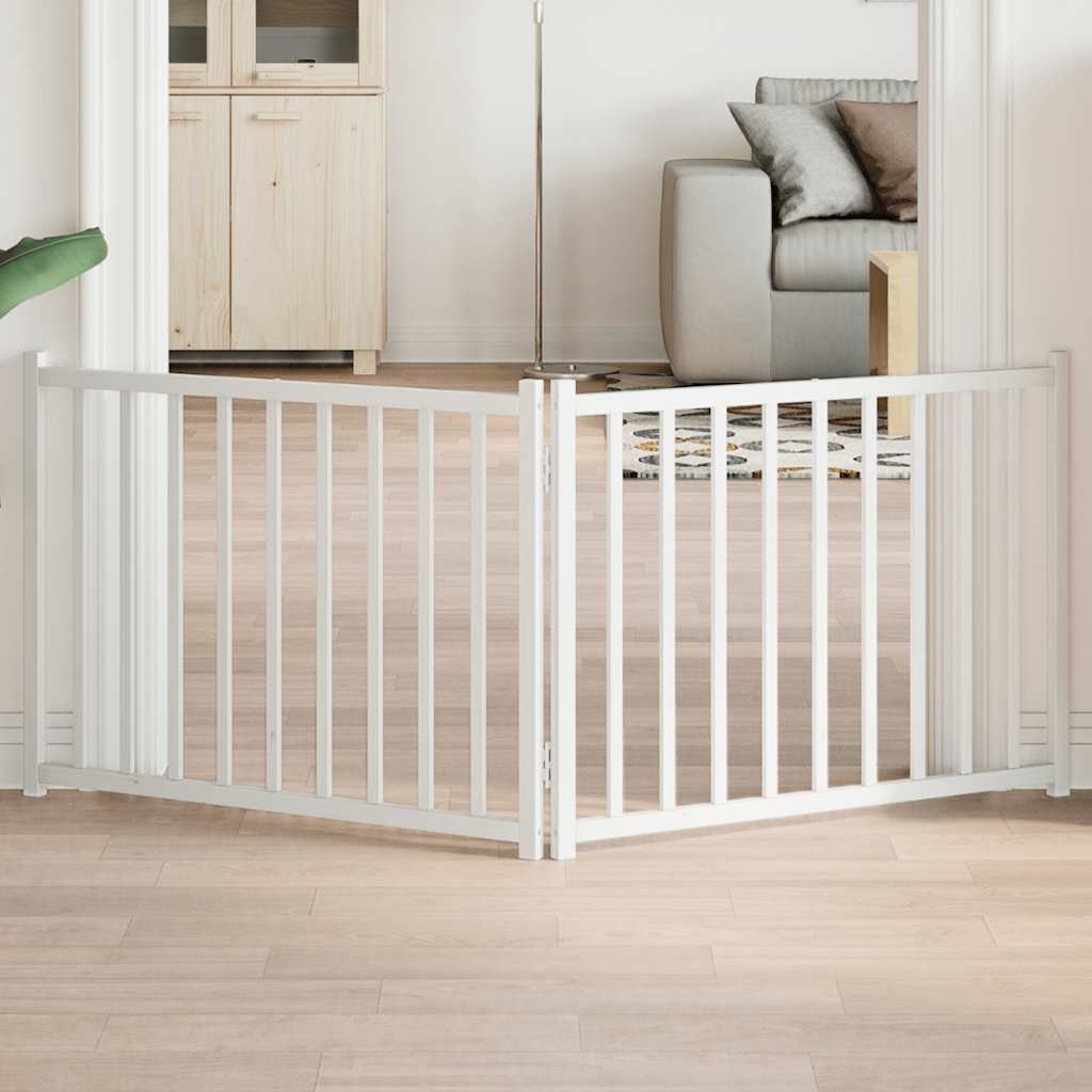 Dog Gate Foldable 2 Panels White 160 cm Solid Wood Fir