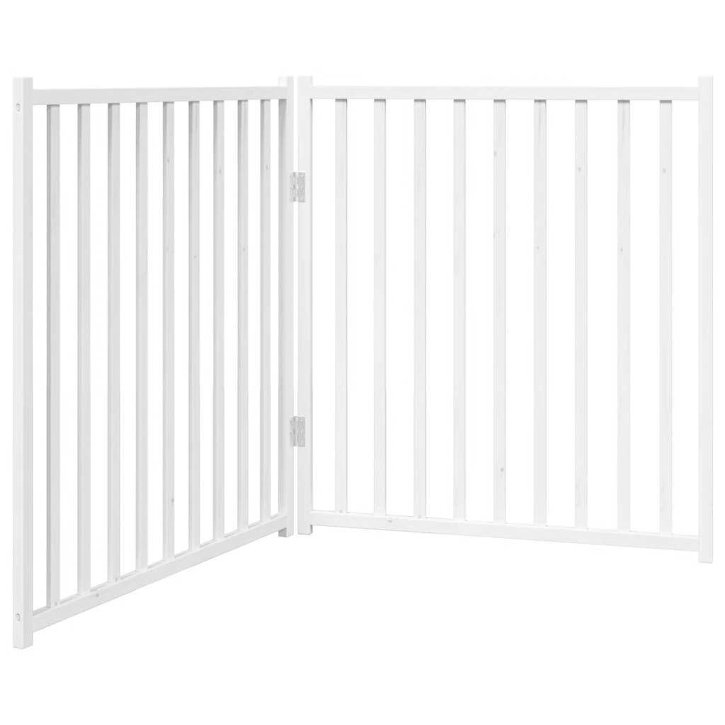 Dog Gate Foldable 2 Panels White 160 cm Solid Wood Fir
