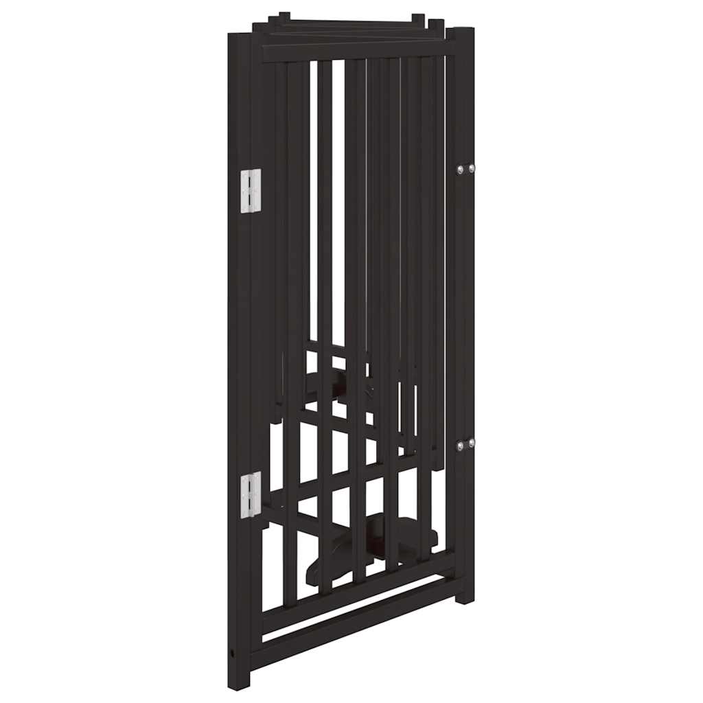 Dog Gate with Door Foldable 6 Panels Black 300 cm Solid Wood Fir