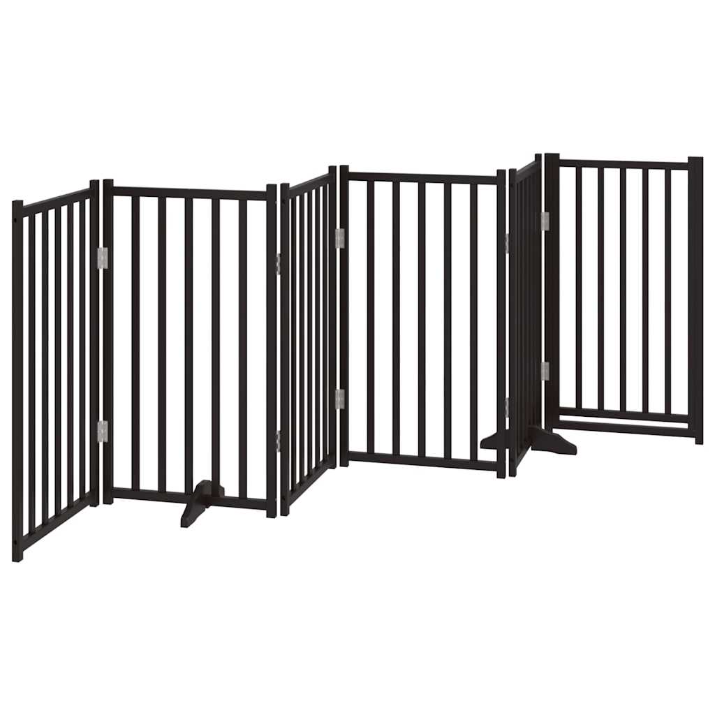 Dog Gate with Door Foldable 6 Panels Black 300 cm Solid Wood Fir