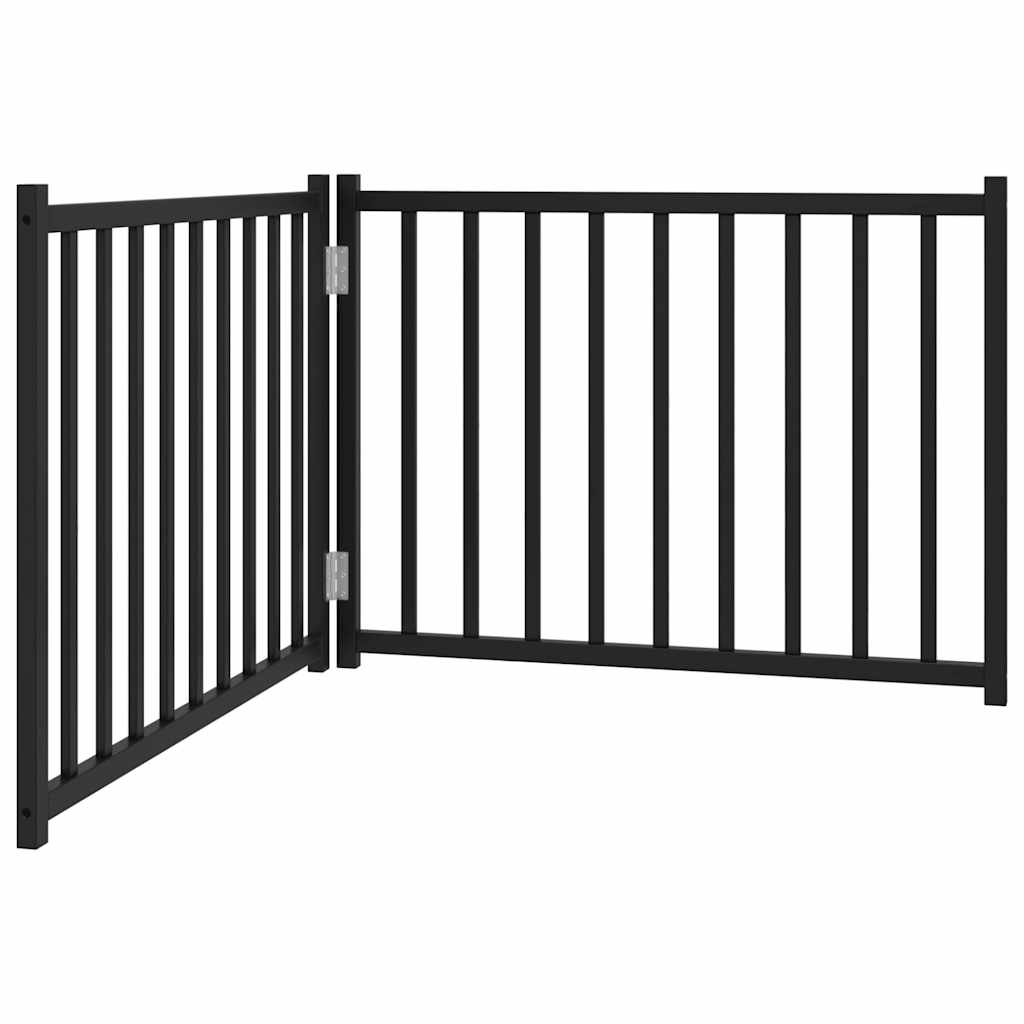 Dog Gate Foldable 2 Panels Black 160 cm Solid Wood Fir