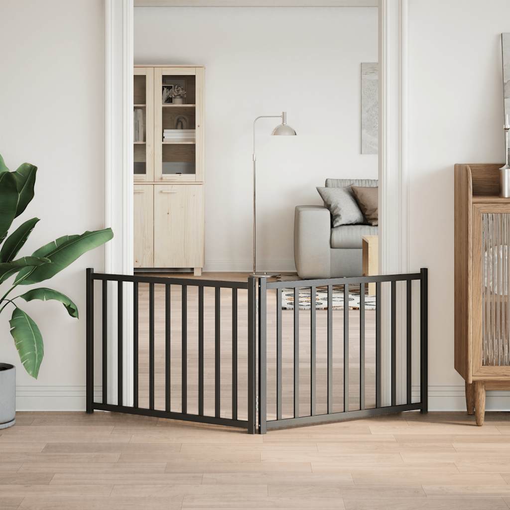 Dog Gate Foldable 2 Panels Black 160 cm Solid Wood Fir