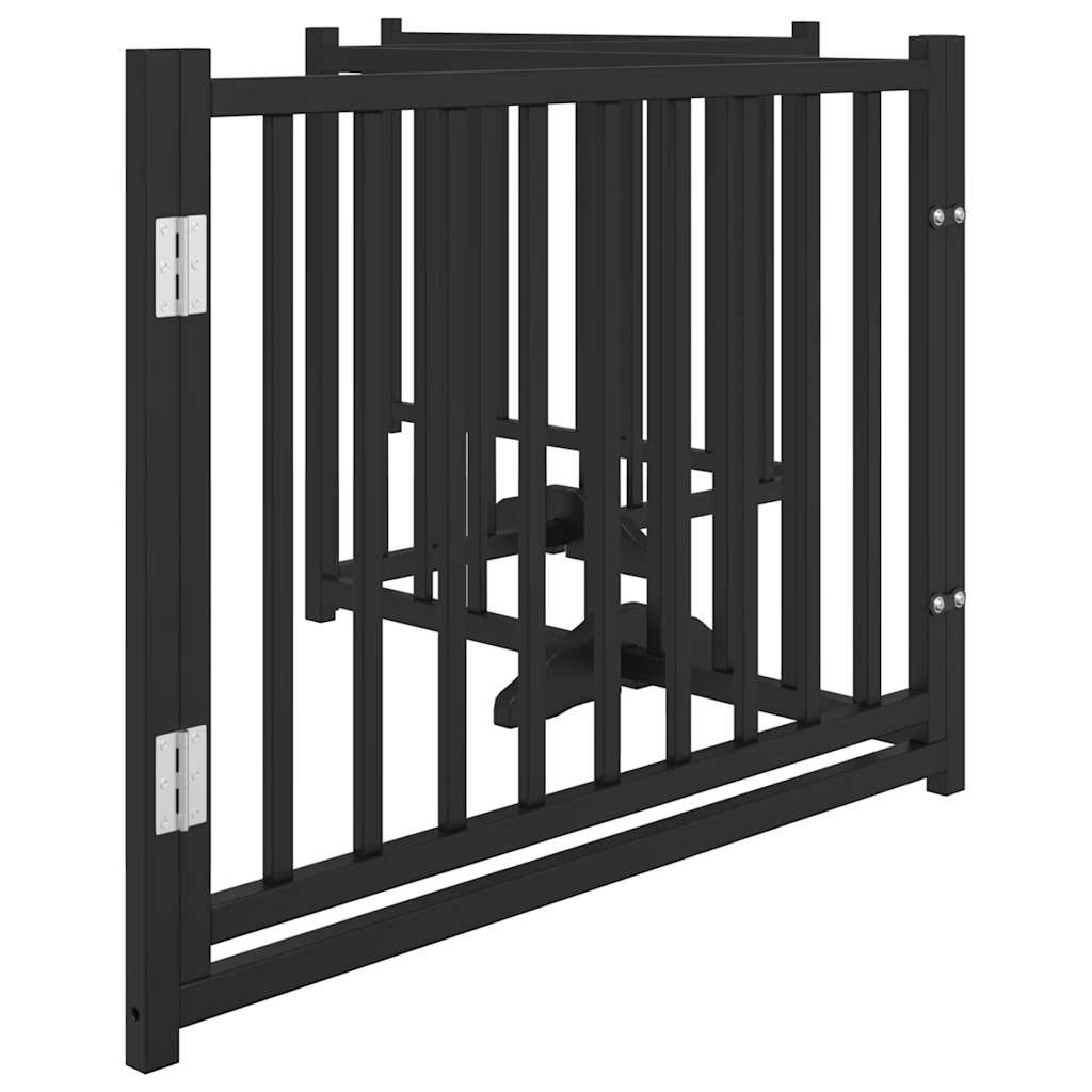 Dog Gate with Door Foldable 4 Panels Black 320 cm Solid Wood Fir