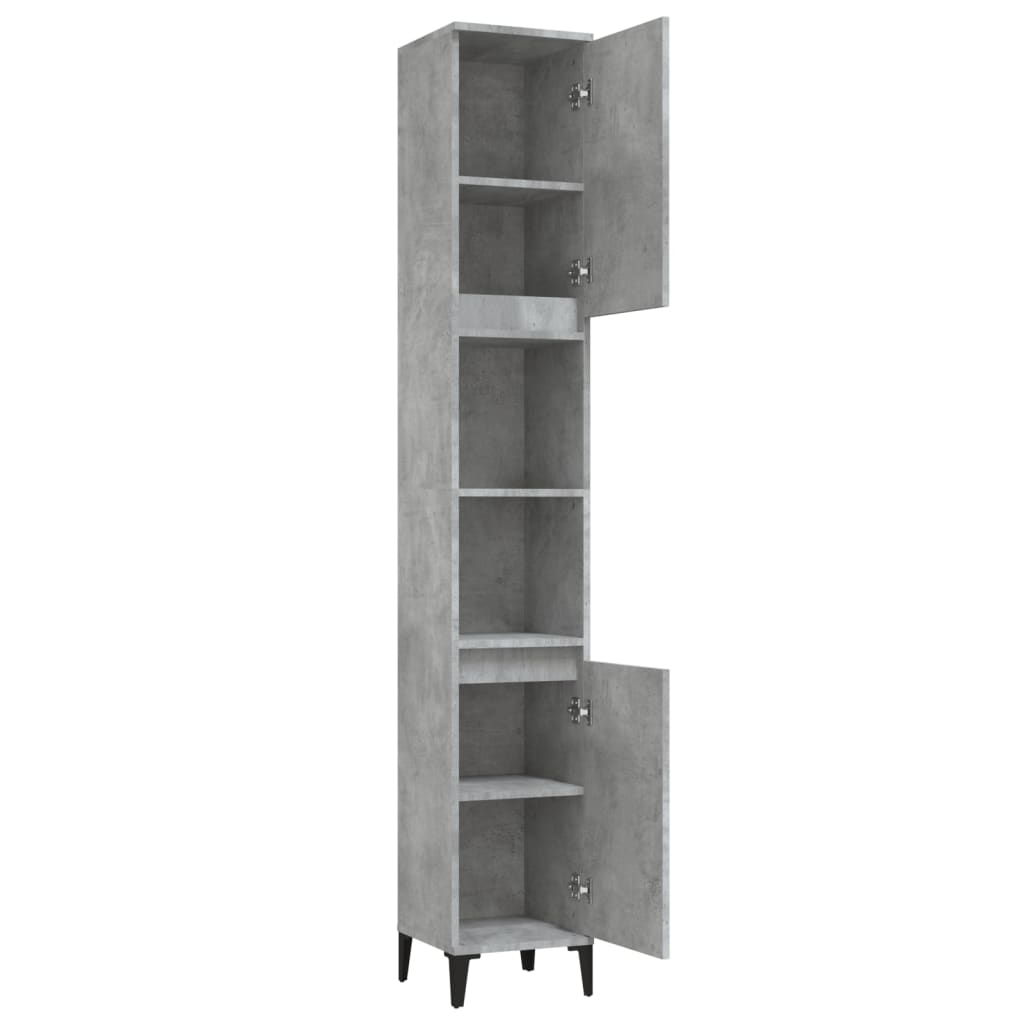 Bathroom Cabinet Concrete Grey 30x30x190 cm Engineered Wood