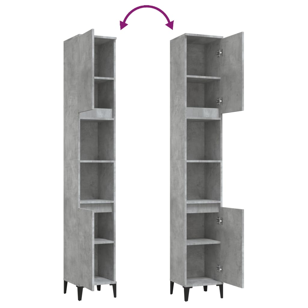 Bathroom Cabinet Concrete Grey 30x30x190 cm Engineered Wood