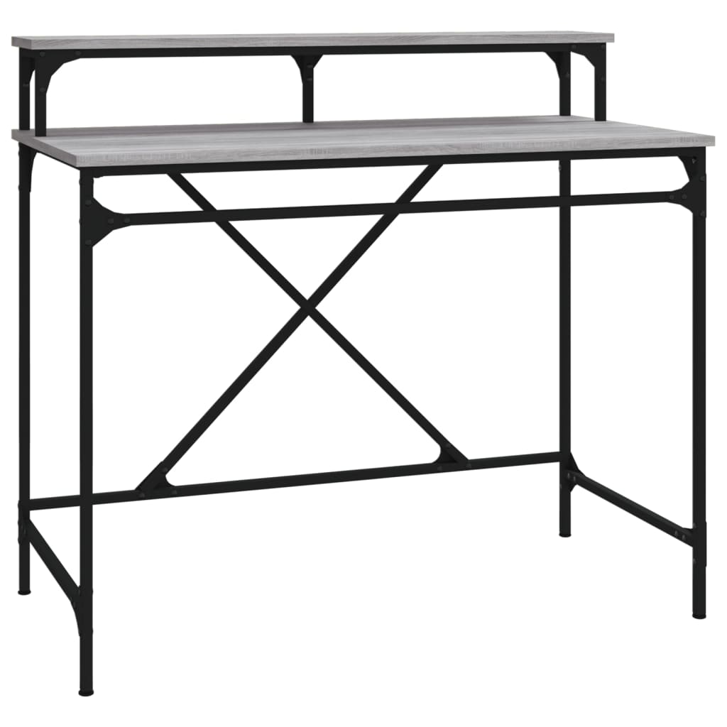 Desk Grey Sonoma 100x50x90 cm Engineered Wood and Iron