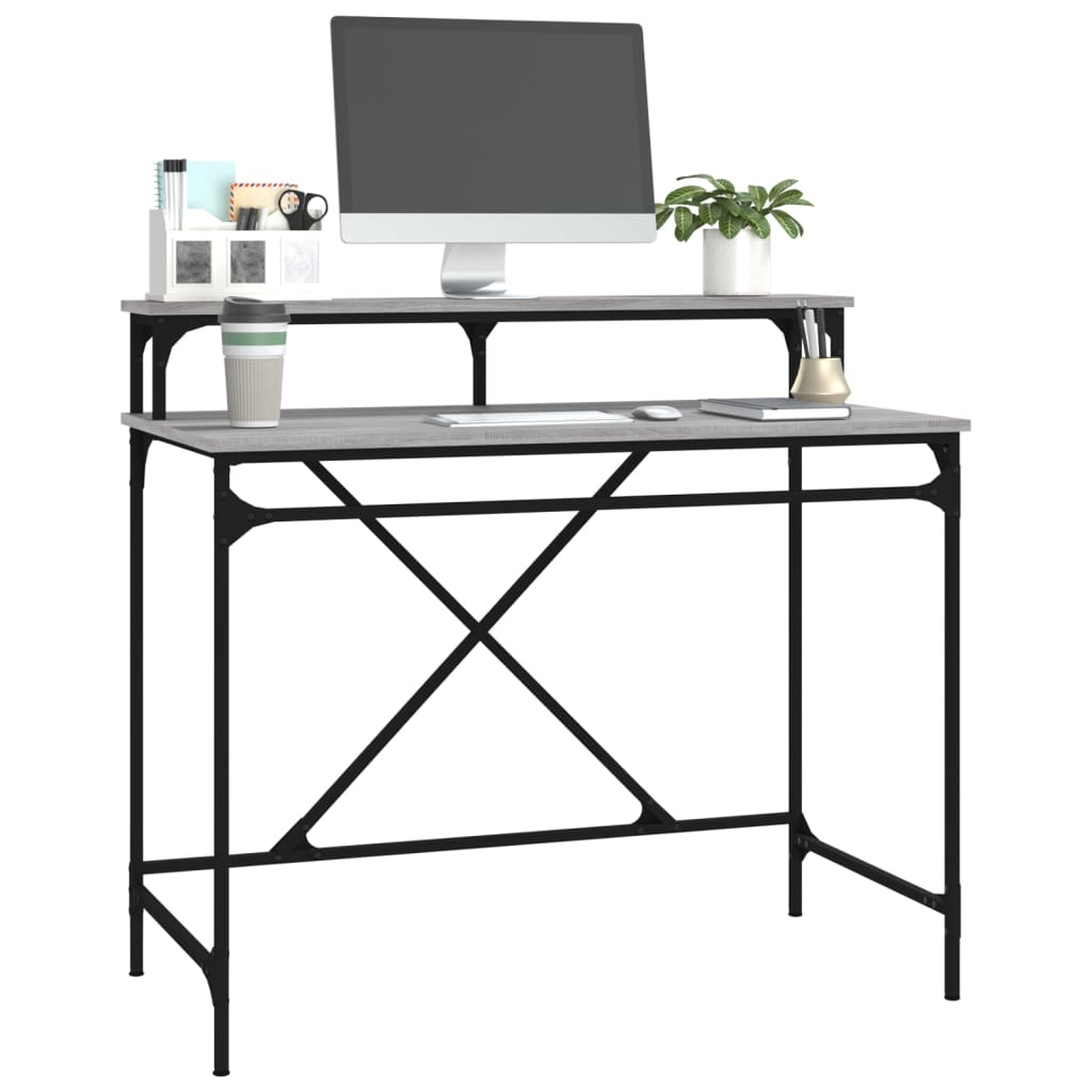 Desk Grey Sonoma 100x50x90 cm Engineered Wood and Iron