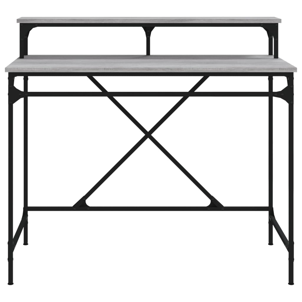 Desk Grey Sonoma 100x50x90 cm Engineered Wood and Iron