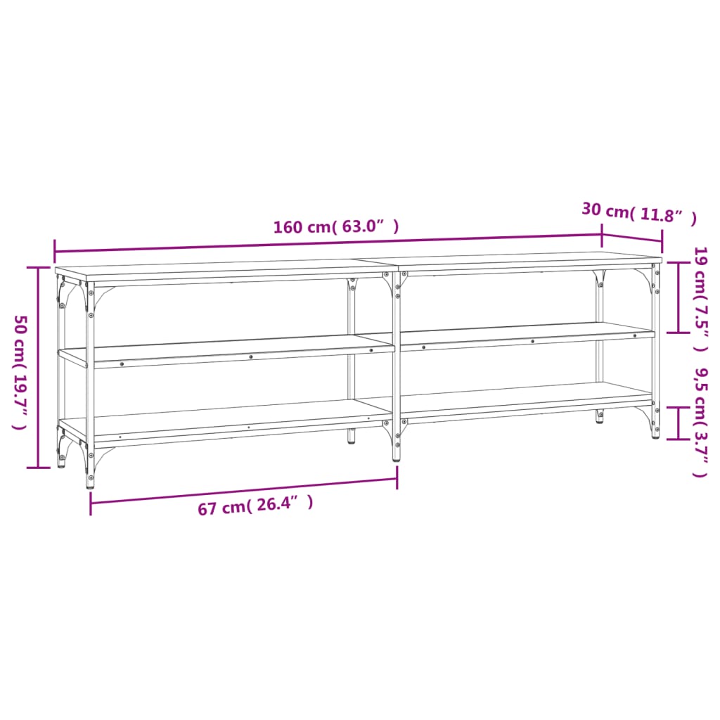 TV Cabinet Smoked Oak 160x30x50 cm Engineered Wood