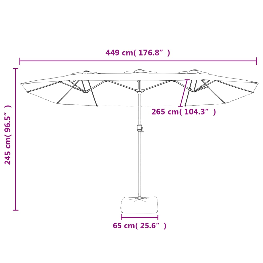 Double-Head Garden Parasol Azure Blue 449x265 cm