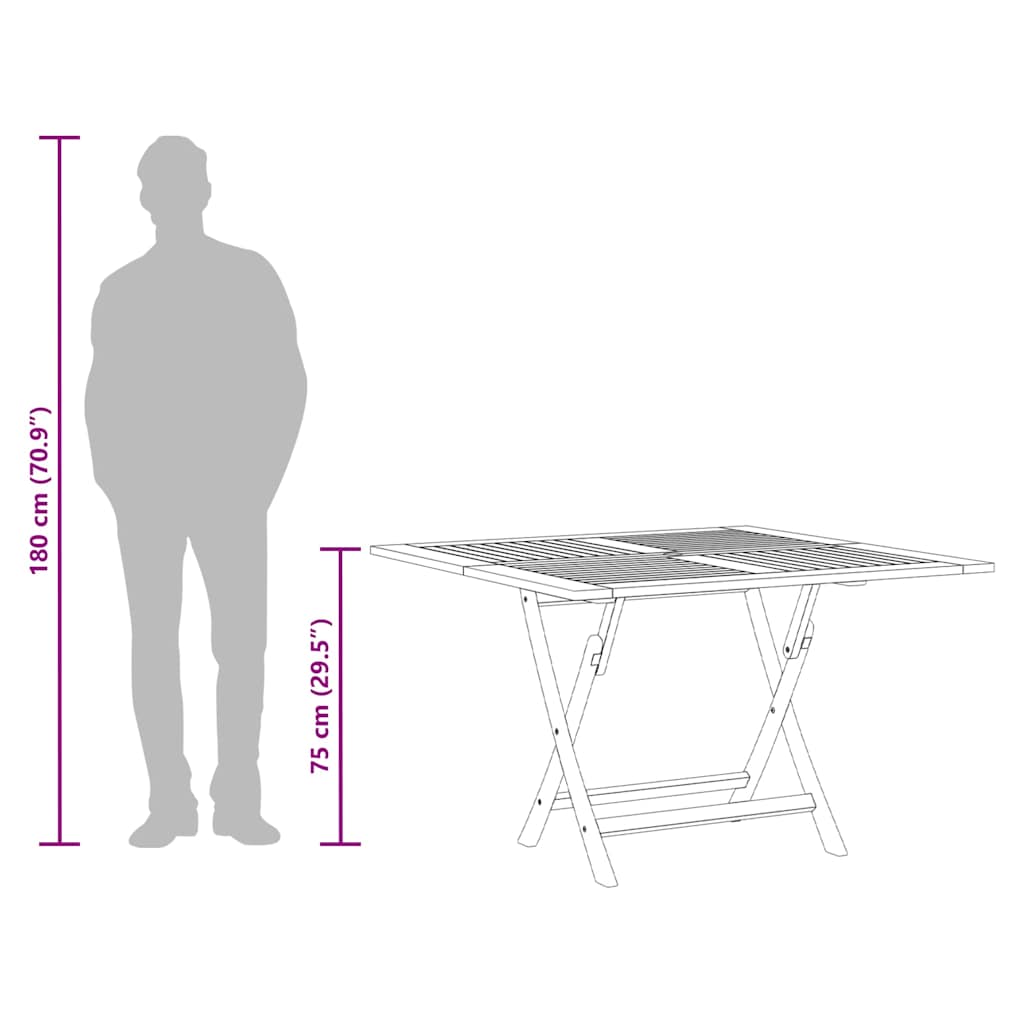 Folding Garden Table Ø 110x75 cm Solid Wood Teak