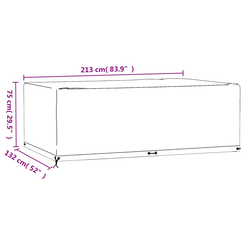 Garden Furniture Cover 12 Eyelets 213x132x75 cm Rectangular
