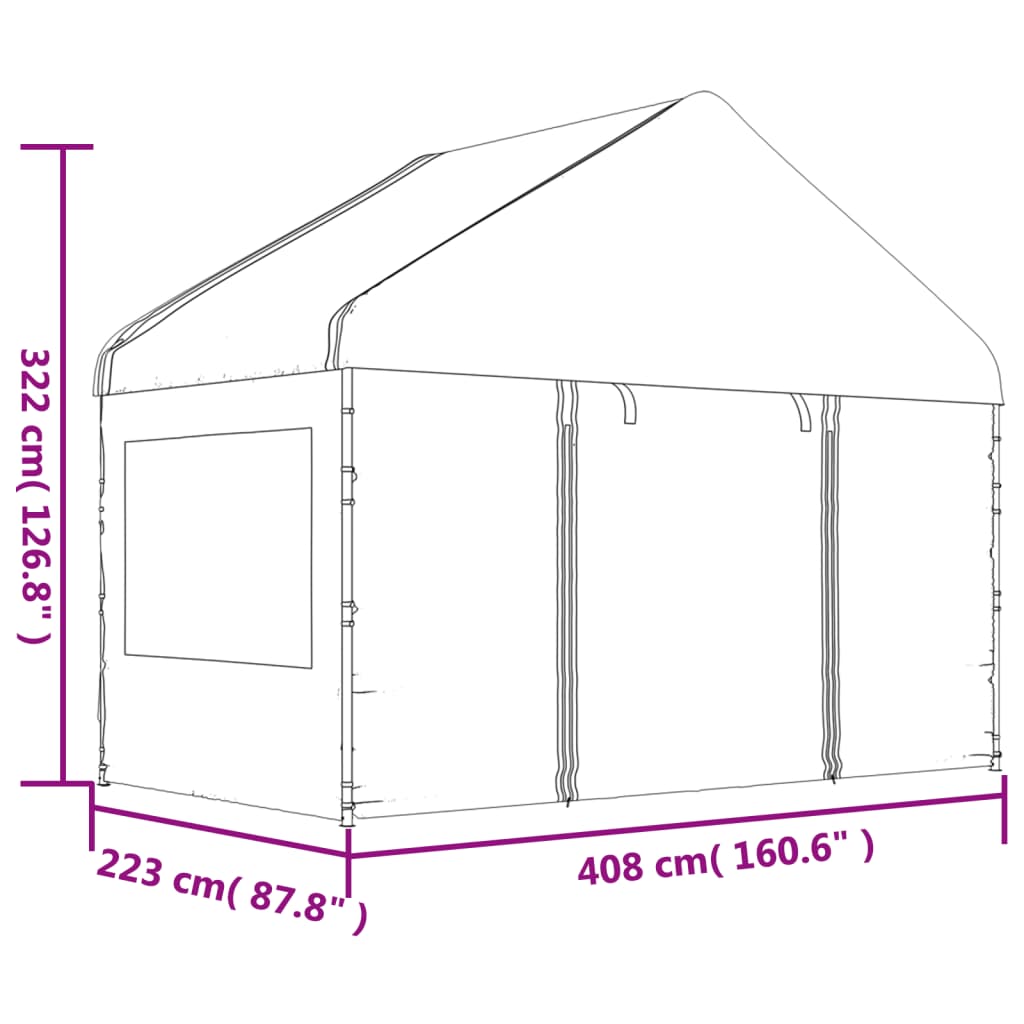 Gazebo with Roof White 4.46x4.08x3.22 m Polyethylene