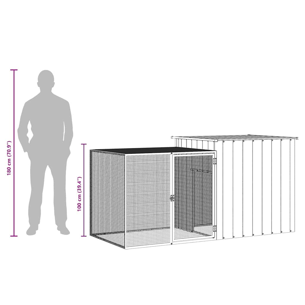 Rabbit Cage Anthracite 200x91x100 cm Galvanised Steel