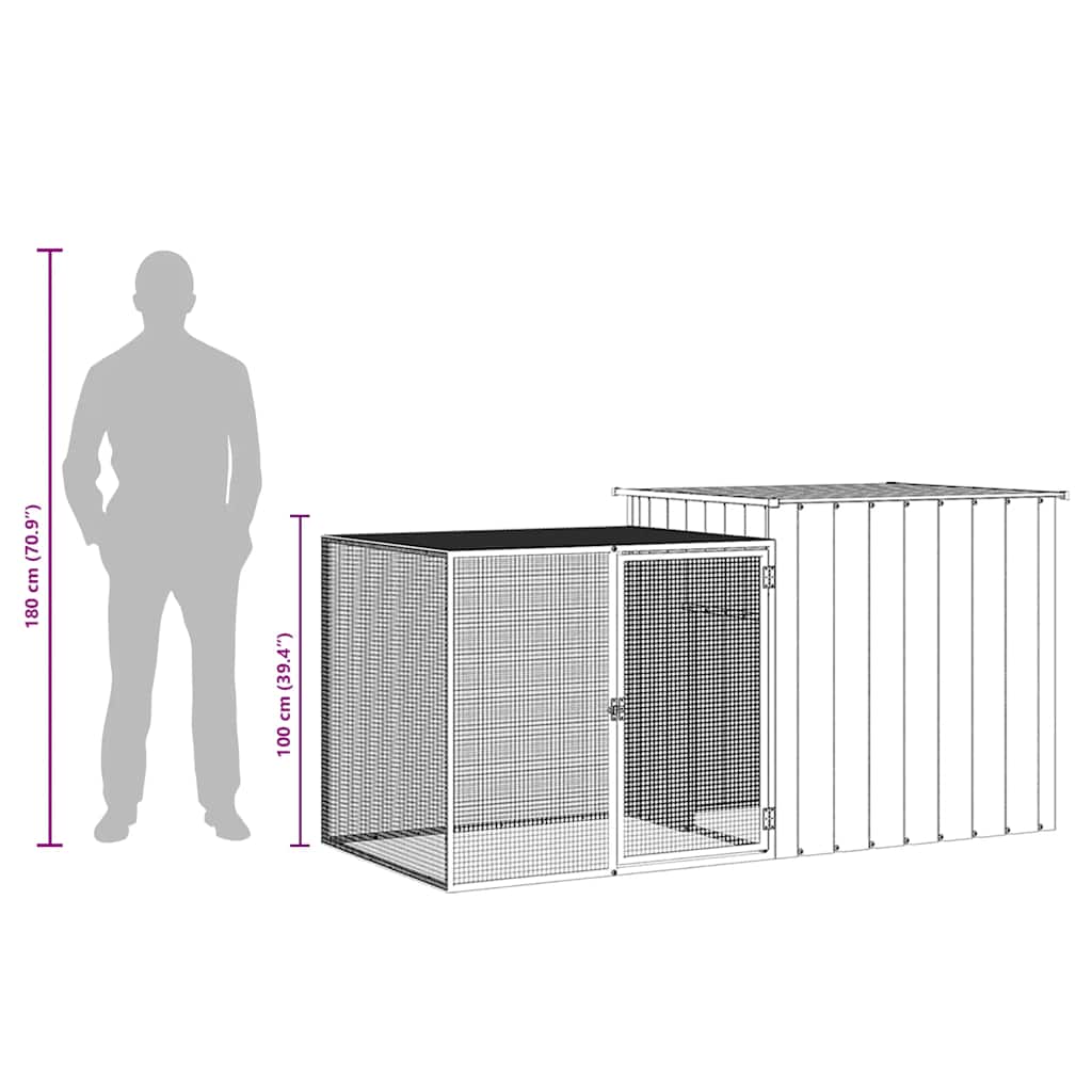 Rabbit Cage Grey 200x91x100 cm Galvanised Steel