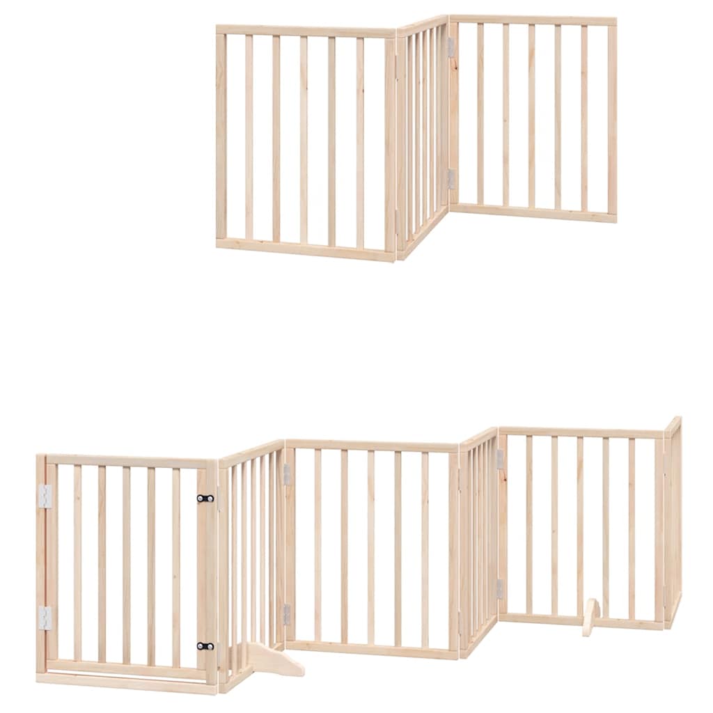 Dog Gate with Door Foldable 12 Panels 600 cm Poplar Wood