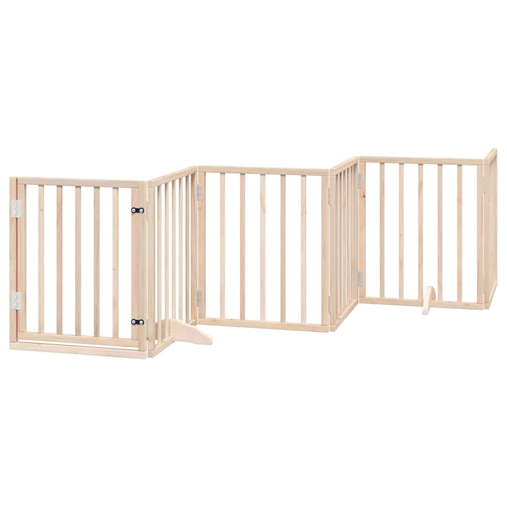 Dog Gate with Door Foldable 12 Panels 600 cm Poplar Wood