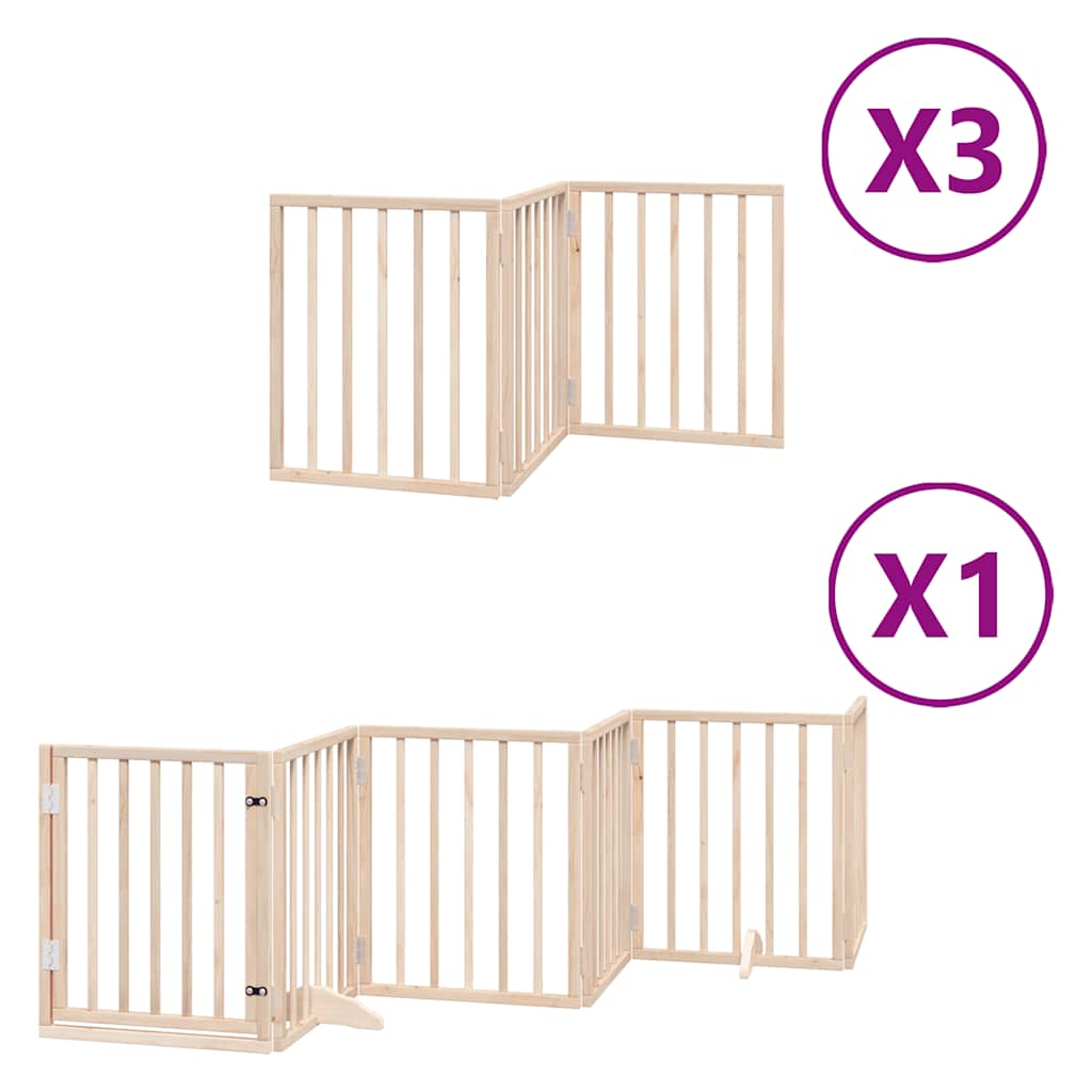 Dog Gate with Door Foldable 15 Panels 750 cm Poplar Wood