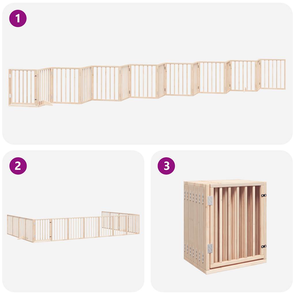 Dog Gate with Door Foldable 15 Panels 750 cm Poplar Wood