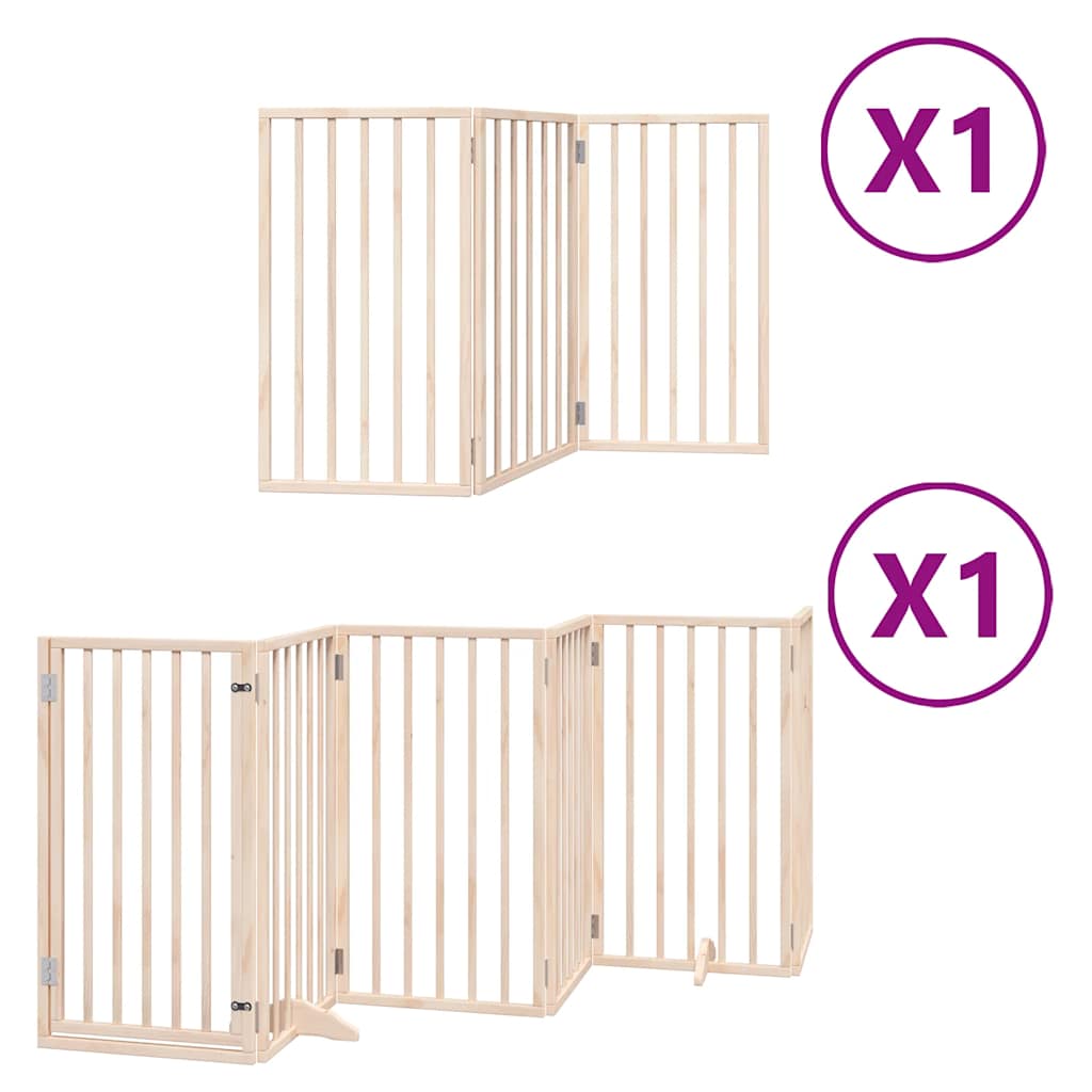 Dog Gate with Door Foldable 9 Panels 450 cm Poplar Wood