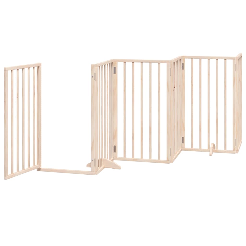 Dog Gate with Door Foldable 9 Panels 450 cm Poplar Wood